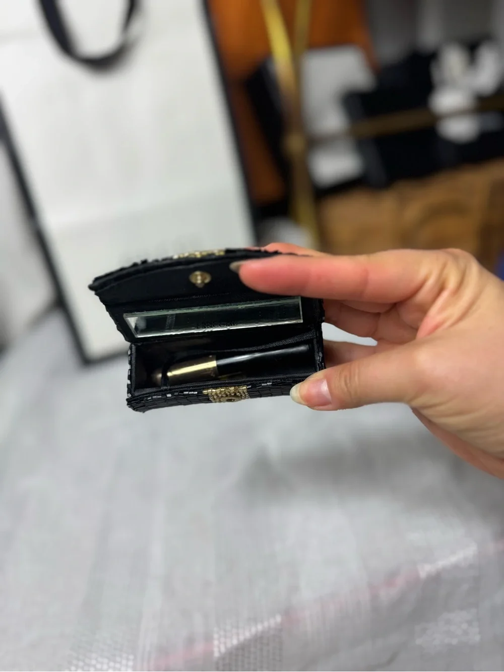 Vintage Lancôme Le Lipstique Lipstick Case Holder Mirror Beaded